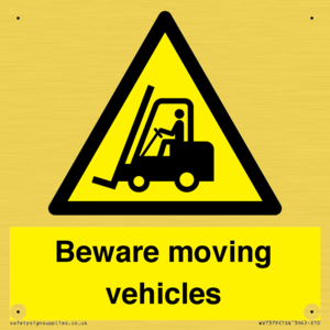 WV7379: Beware moving vehicles with Warning forklift symbol