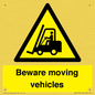 WV7379: Beware moving vehicles with Warning forklift symbol