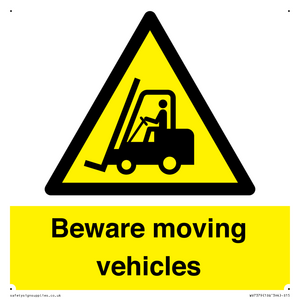 WV7379: Beware moving vehicles with Warning forklift symbol