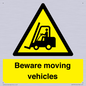 WV7379: Beware moving vehicles with Warning forklift symbol