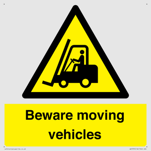 WV7379: Beware moving vehicles with Warning forklift symbol