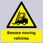 WV7379: Beware moving vehicles with Warning forklift symbol