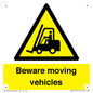 WV7379: Beware moving vehicles with Warning forklift symbol