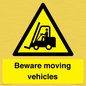 WV7379: Beware moving vehicles with Warning forklift symbol