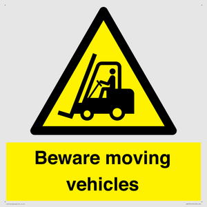 WV7379: Beware moving vehicles with Warning forklift symbol