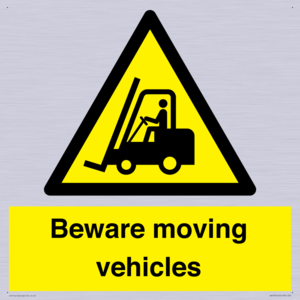 WV7379: Beware moving vehicles with Warning forklift symbol