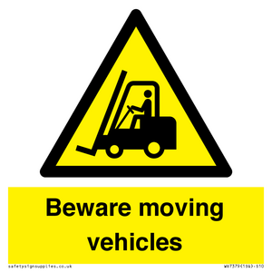 WV7379: Beware moving vehicles with Warning forklift symbol