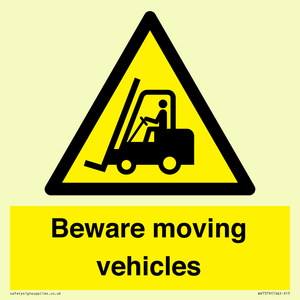 WV7379: Beware moving vehicles with Warning forklift symbol