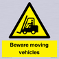 WV7379: Beware moving vehicles with Warning forklift symbol