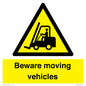 WV7379: Beware moving vehicles with Warning forklift symbol