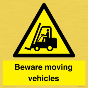 WV7379: Beware moving vehicles with Warning forklift symbol