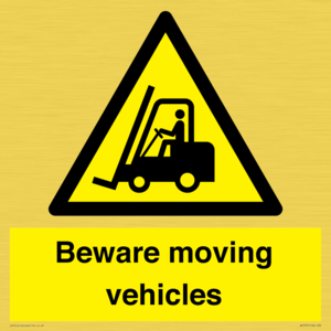 WV7379: Beware moving vehicles with Warning forklift symbol