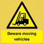 WV7379: Beware moving vehicles with Warning forklift symbol