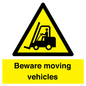 WV7379: Beware moving vehicles with Warning forklift symbol