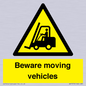 WV7379: Beware moving vehicles with Warning forklift symbol