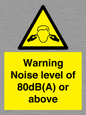 WV7540: Warning Noise level of 80dB(A) or above