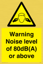 WV7540: Warning Noise level of 80dB(A) or above