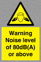 WV7540: Warning Noise level of 80dB(A) or above