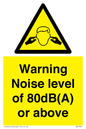 WV7540: Warning Noise level of 80dB(A) or above