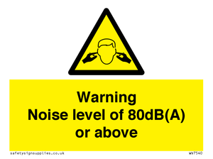 WV7540: Warning Noise level of 80dB(A) or above