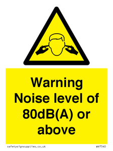 WV7540: Warning Noise level of 80dB(A) or above