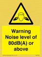 WV7540: Warning Noise level of 80dB(A) or above