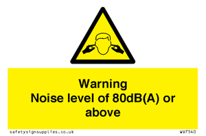 WV7540: Warning Noise level of 80dB(A) or above