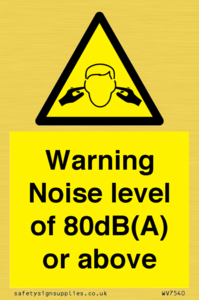 WV7540: Warning Noise level of 80dB(A) or above