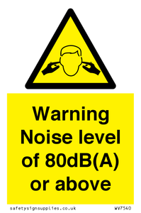 WV7540: Warning Noise level of 80dB(A) or above