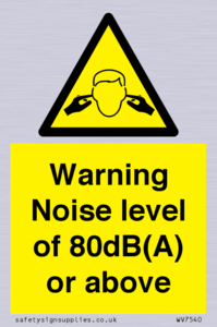 WV7540: Warning Noise level of 80dB(A) or above