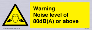 WV7540: Warning Noise level of 80dB(A) or above