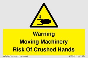 WV7768: Warning Moving Machinery Risk Of Crushed Hands