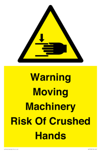 WV7768: Warning Moving Machinery Risk Of Crushed Hands
