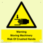 WV7768: Warning Moving Machinery Risk Of Crushed Hands
