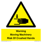 WV7768: Warning Moving Machinery Risk Of Crushed Hands