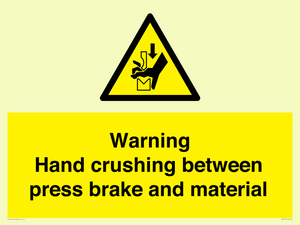 WV7770: Warning Hand crushing between press brake and material