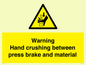 WV7770: Warning Hand crushing between press brake and material