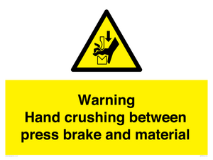 WV7770: Warning Hand crushing between press brake and material
