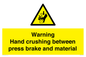 WV7770: Warning Hand crushing between press brake and material