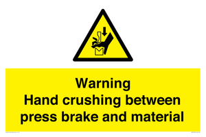 WV7770: Warning Hand crushing between press brake and material