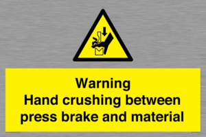WV7770: Warning Hand crushing between press brake and material