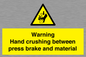 WV7770: Warning Hand crushing between press brake and material