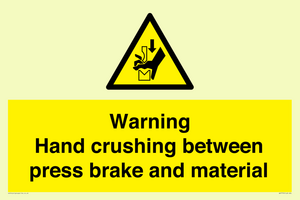 WV7770: Warning Hand crushing between press brake and material