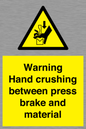 WV7770: Warning Hand crushing between press brake and material