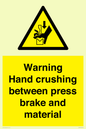 WV7770: Warning Hand crushing between press brake and material