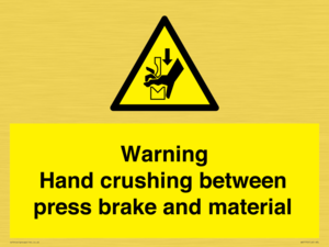 WV7770: Warning Hand crushing between press brake and material
