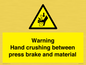 WV7770: Warning Hand crushing between press brake and material
