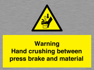 WV7770: Warning Hand crushing between press brake and material