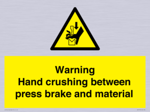WV7770: Warning Hand crushing between press brake and material