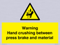 WV7770: Warning Hand crushing between press brake and material